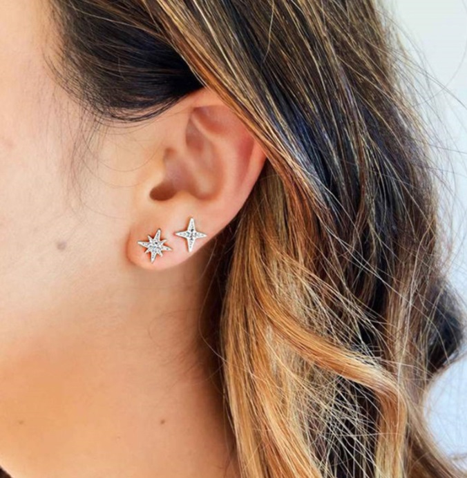 Star and moon stud earrings Set 